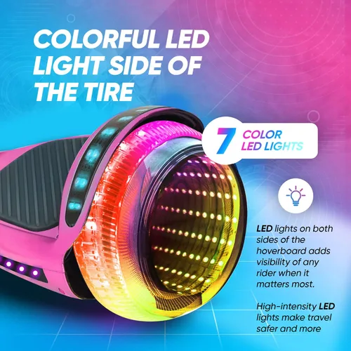 Vista 4 de Hoverboard de 16.5 cm para niños de 6 a 12 años, Hoverboard Bluetooth con ruedas estilo luz de túnel y almohadillas antideslizantes, certificado