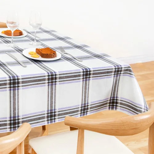 Vista 9 de FIFTY FEET Mantel rectangular de 84 x 60 pulgadas, mantel de vinilo con respaldo de franela para mesas rectangulares, impermeable, a prueba