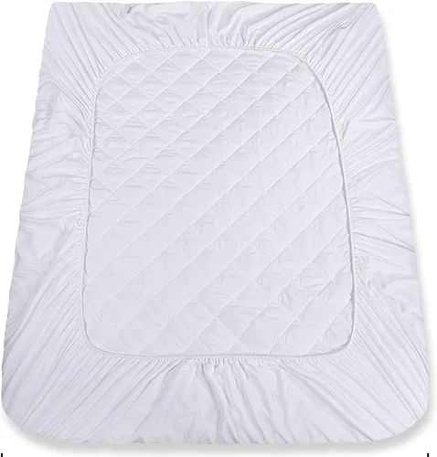 Vista 3 de Protector de colchón de tamaño cuna impermeable, acolchado de algodón suave, protector de colchón acolchado ajustable se adapta a literas estrechas