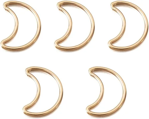Vista 7 de Mega Pet 5 anillos de latón en forma de corazón, chapados en oro de 14 quilates, dije de latón de corazón hueco de San Valentín, dijes colgantes