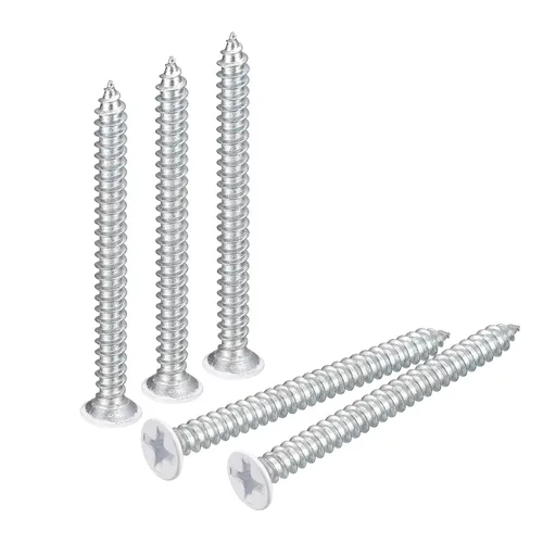 Vista 17 de uxcell Tornillos blancos ST2x4mm Tornillos autorroscantes, 100 tornillos Phillips de cabeza plana para madera para carpintería