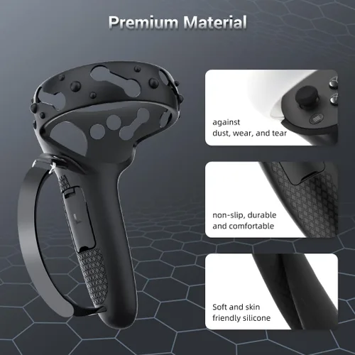 Vista 3 de Empuñaduras de control para Oculus Quest 2, diseño extendido mejorado para controlador de realidad virtual para Quest 2, accesorios protector