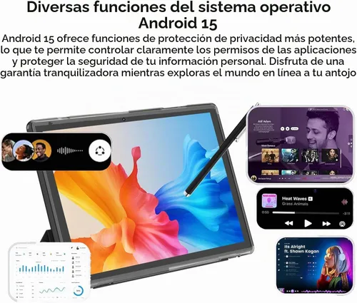 Vista 4 de Tableta de 10 pulgadas con estuche Stylus, tabletas Android 15 8 GB RAM 32 GB ROM compatible con 1 TB expandir, tableta de 10.1 pulgadas, incluye