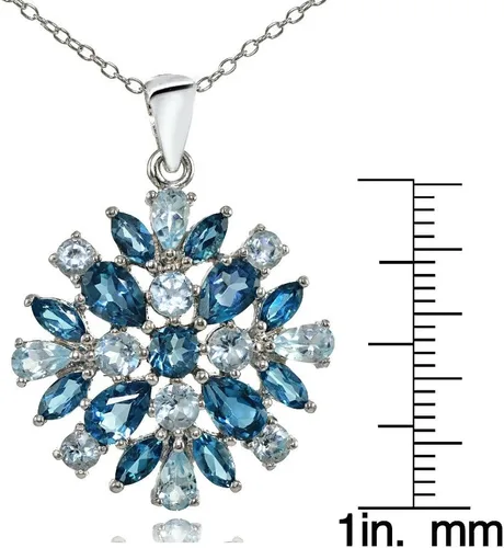 Vista 3 de Ice Gems Collar de plata de ley con topacio azul Londres y topacio azul, Plata esterlina Gema, Topacio