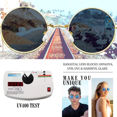 Vista 31 de KANASTAL Gafas de sol redondas polarizadas para mujeres y hombres, estilo hippie con protección UV400