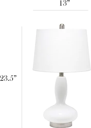 Vista 3 de Elegant Designs LT3315-WHT Lámpara de mesa contemporánea de cristal curvo, color blanco