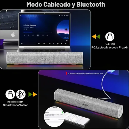 Vista 3 de SOULION - Altavoces de computadora para monitor de escritorio USB Plug & Play, color blanco
