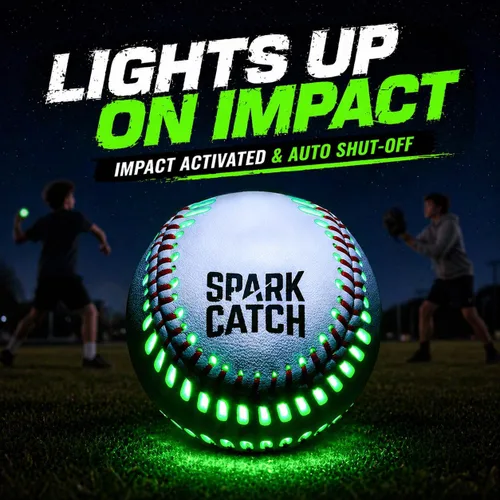 Vista 2 de SPARK CATCH Béisbol iluminado, béisbol que brilla en la oscuridad, accesorios de equipo deportivo, regalos para niños de 8, 9, 10, 11, 12, 13, 14