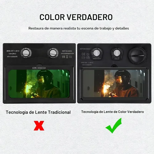 Vista 3 de Welding Helmet Auto Darkening: DEKORPO True Color Solar Powered Auto Darkening Welding Welder Mask Hood Helmets
