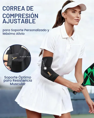 Vista 5 de Codera de soporte para el codo - Manga de compresión con almohadilla de gel para alivio del dolor en el codo de tenista/golfista, artritis Izquierda