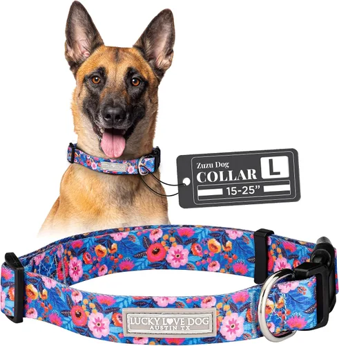 Vista 37 de Lucky Love Dog - Collar para perras pequeñas, diseño Blackbird de estampado alegre con flores de primavera y verano, talla XS Collar Blackbird