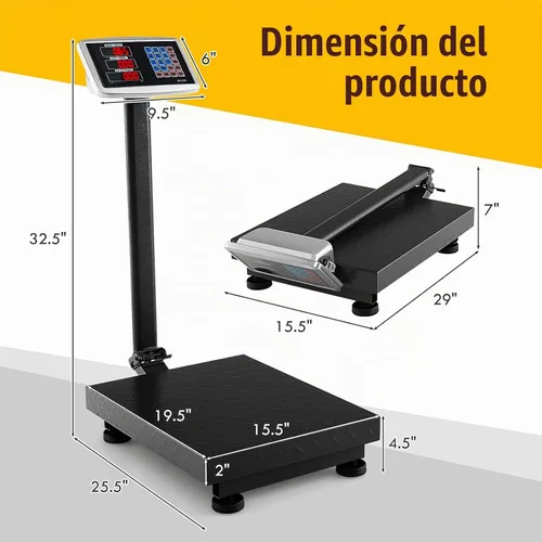 Vista 2 de Giantex Báscula digital para computación de peso de 660 libras, báscula de plataforma de suelo para pesaje de paquetes de equipaje, envío, correo