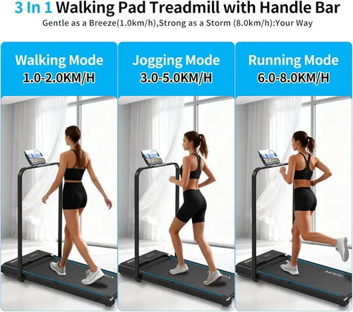 Vista 4 de 3 in 1 Under Desk Treadmill with Incline Walking Pad for Home & Office Negro