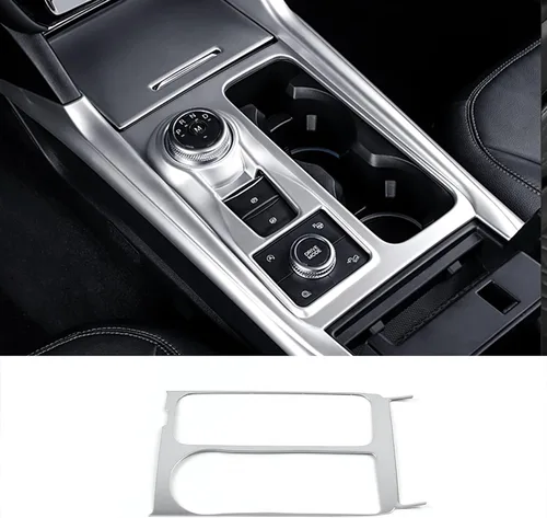 Vista 9 de Accesorios de automóvil para Ford Explorer 2020 2021 2022 2023 Caja de cambios interior de acero inoxidable (estilo negro cepillado) 1 unidad