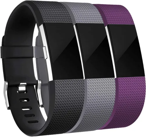 Vista 10 de Correas Maledan de repuesto compatibles con Fitbit Charge 2, paquete de 3, gris pequeño/azul/negro