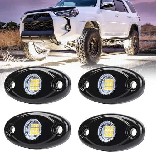 Vista 7 de 4 cápsulas de luces LED de rock, luces de roca rojas impermeables IP68, luces de neón subterráneas compatibles con Jeep, todoterreno, camionetas Rojo