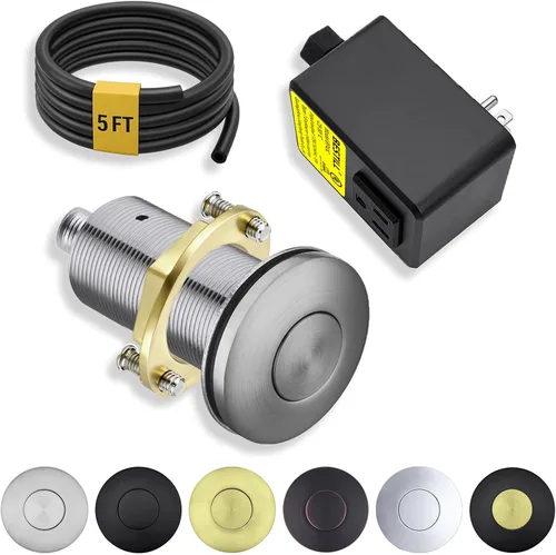 Vista 13 de BESTILL Kit de Interruptor de Aire para Triturador de Basura - Certificado UL, Latón 2.95" Corto para Parte Superior del Fregadero, Botón de Níquel