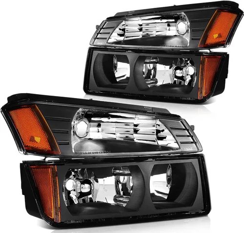 Vista 15 de Conjunto de faros delanteros para Chevy Avalanche 1500 2003-2006 para Avalanche 2500 03-06 para 1500 Classic 2007 carcasa negra reflector ámbar