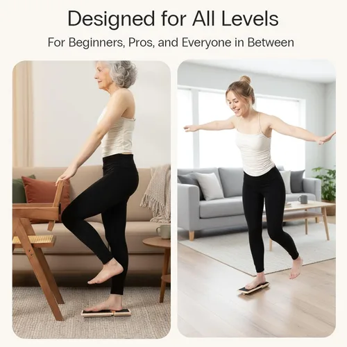 Vista 5 de StrongTek Ankle Mobility Board, Wooden Single-Leg Balance Trainer, Non-Slip