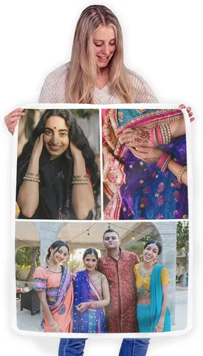 Vista 14 de FrameStory Manta personalizada con fotos y texto, totalmente personalizable con tus fotos y mensajes, manta de forro polar suave y suave, 30 x 40