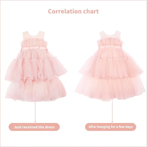 Vista 7 de Miipat Vestido de niña de flores para bebé, boda, fiesta, tul, princesa, vestido de baile, vestido formal con lazo para la cabeza