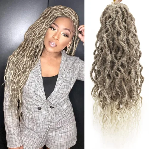 Vista 40 de Rizos de cabello sintético tejido en crochet de 16 pulgadas, 8 paquetes, Rizos de cabello tejido en crochet pre-enlazados con extremos rizados