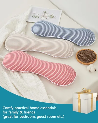 Vista 6 de Almohadas ajustables de trigo sarraceno para dormir, almohada cilíndrica con soporte cervical para el cuello, almohada de hueso transpirable