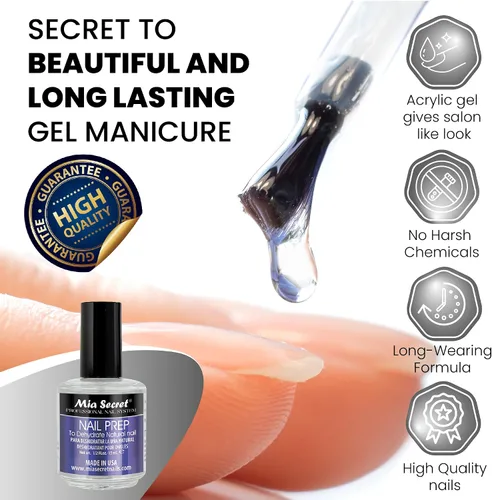 Vista 3 de Kit acrílico de uñas Mia Secret: 1/2 oz monómero líquido, 1/2 oz acrílico transparente en polvo, pegamento de uñas secado rápido, 1/2 oz esmalte