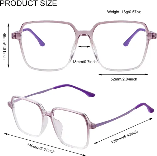 Vista 4 de Fashion TR90 Frame Blue Light Blocking Glasses Computer Glasses for Women Men