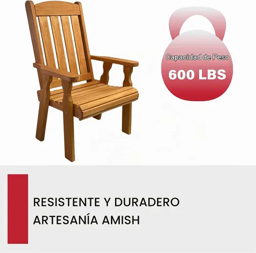 Vista 4 de Amish Casual Silla de patio tratada con misión de respaldo alto de 600 libras (mancha de cedro)