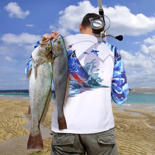 Vista 25 de Palmyth - Camiseta de pesca para hombre, con manga larga, protección solar ultravioleta FPU 50+, con bolsillo