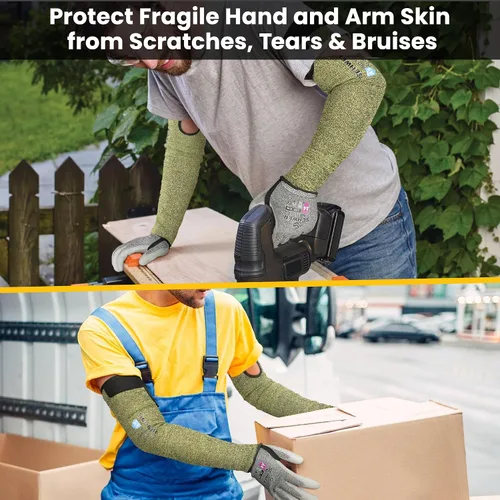 Vista 7 de Schwer CORE Mangas de Protección para Brazo S081, Mangas Resistentes a Cortes ANSI A5 con Orificio para el Pulgar, Manga de Soldadura Resistente a