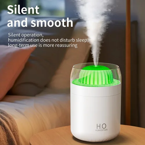 Vista 3 de Humidificador pequeño para plantas, humidificador de escritorio de niebla fría de 16.9 fl oz con luz nocturna, mini humidificadores de cactus