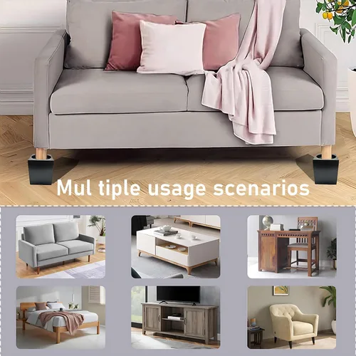 Vista 5 de Elevadores de madera para muebles de cama de 4 pulgadas, soportan hasta 6,000 libras, para sofá, sofá, escritorio, silla, base de mesa, aumento