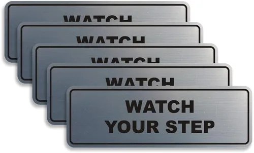 Vista 33 de Signs ByLITA Letrero estándar para pared o puerta con texto en inglés «Watch Your Step», señalización de salud y seguridad (negro), mediano