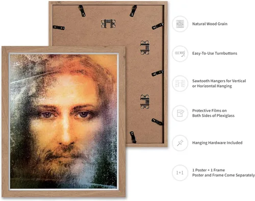 Vista 2 de Poster Master Póster de retrato vintage, impresión cristiana retro, regalo para religiosos, amigos, cara de Jesucristo, sudario de Turín, Biblia