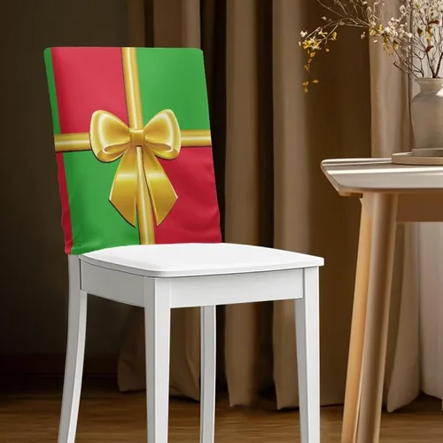 Vista 5 de Fundas para sillas de comedor, diseño de lazo de Navidad, para sala de Navidad, cocina, fiesta, boda, hotel, hogar
