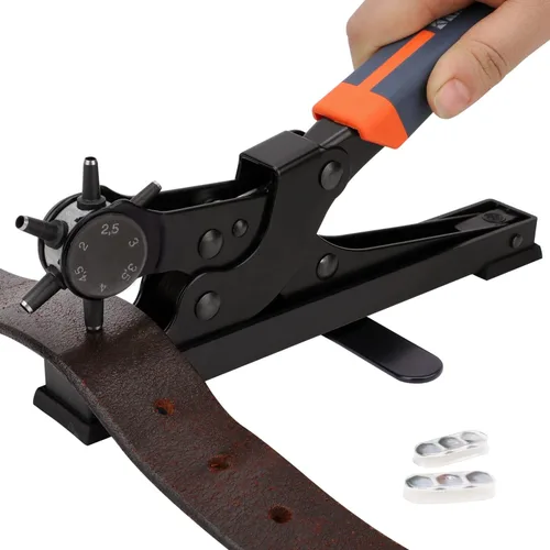 Vista 7 de KingTool Kit profesional de perforador de cuero 2 en 1 con kit de ojales - Perfecto para cinturones, correas de reloj, correas, collares de perro