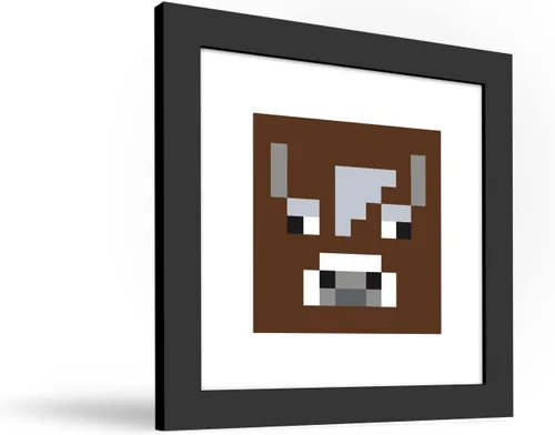 Vista 2 de Trends International Gallery Pops Minecraft: Pixeles icónicos - Mobs - Arte de pared de vaca, versión enmarcada en negro, 12 x 12 pulgadas