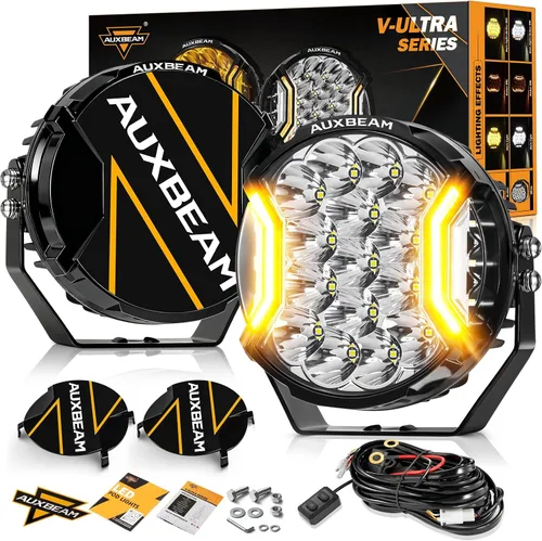 Vista 11 de Auxbeam Serie V-MAX 204W Luces LED de Conducción en Pod, Luz de Proyección Rectangular de 7 Pulgadas para Todo Terreno con DRL Ámbar y Luz Trasera