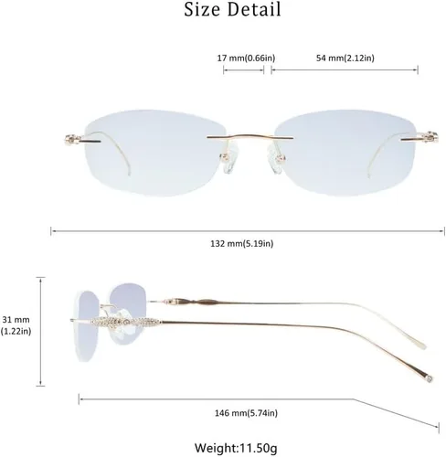 Vista 72 de LifeArt Pure Titanium Frame Glasses/Blue Light Blocking Reading Glasses, Reduce Eyestrain, Stylish for Men and Women 3033_(champán Clear)