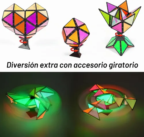 Vista 8 de TOSY Pirámide Magnética que Brilla en la Oscuridad - 1 Cubo se Transforma en 1 Billón de Formas, 15 piezas