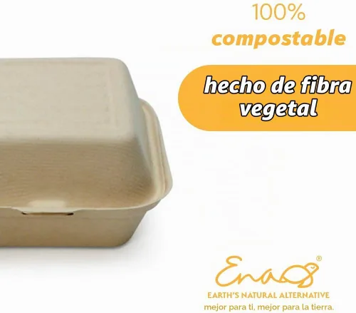 Vista 3 de Recipientes desechables 100% compostables con tapas [6 x 6 pulgadas paquete de 50 unidades] Recipientes ecológicos para llevar, resistentes
