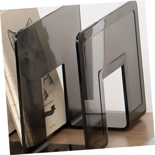 Vista 4 de Homoyoyo Estantería negra con sujetalibros negros para habitación de niños, soportes de libros de escritorio para libros de decoración, soporte