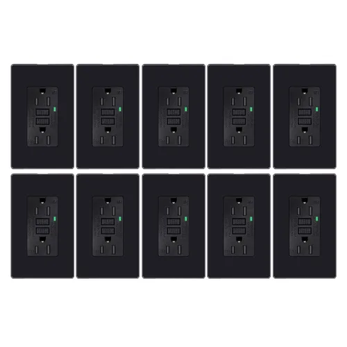 Vista 58 de Greencycle Toma GFCI de 15 amperios con puertos USB C y USB A, 1 unidad de toma eléctrica GFCI de prueba automática con USB, con indicador LED