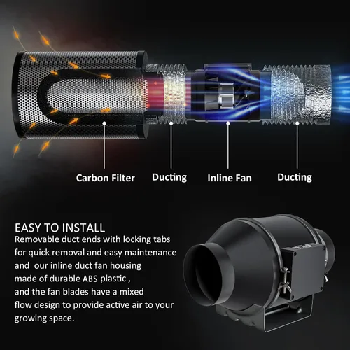 Vista 6 de Toolazy Ventilador de conducto en línea de 4 pulgadas, 214 CFM, ventilador de escape con controlador de velocidad variable del 0 al 100%, motor EC