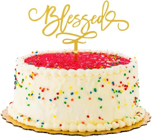 Vista 10 de Restaurantware Top Cake Toppers 8 x 3.8 pulgadas, 100 adornos de tiara para tartas, detalles de purpurina, cumpleaños, papel dorado, decoración