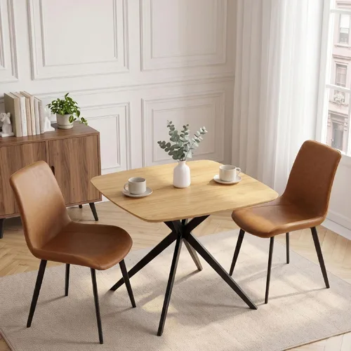 Vista 11 de HIPIHOM Oak Dining Table for Small Spaces, Solid Wood Kitchen Table for 2-4