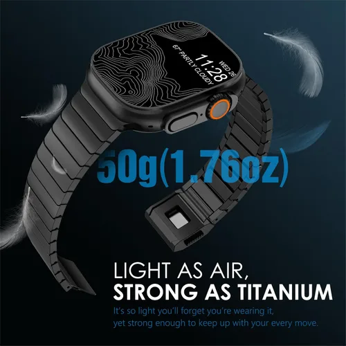 Vista 3 de NewWays - Pulsera de eslabones de titanio y acero inoxidable para Apple Watch Band Ultra 3 2 1 Band 49mm Series11 10 46mm 42mm 45mm 44mm 41mm 40mm