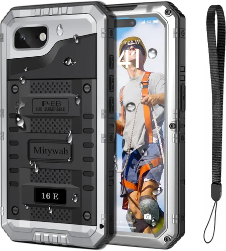 Vista 63 de Mitywah Funda impermeable para iPhone 7/iPhone 8 / iPhone SE 2020, funda de metal resistente de grado militar, protección de cuerpo completo